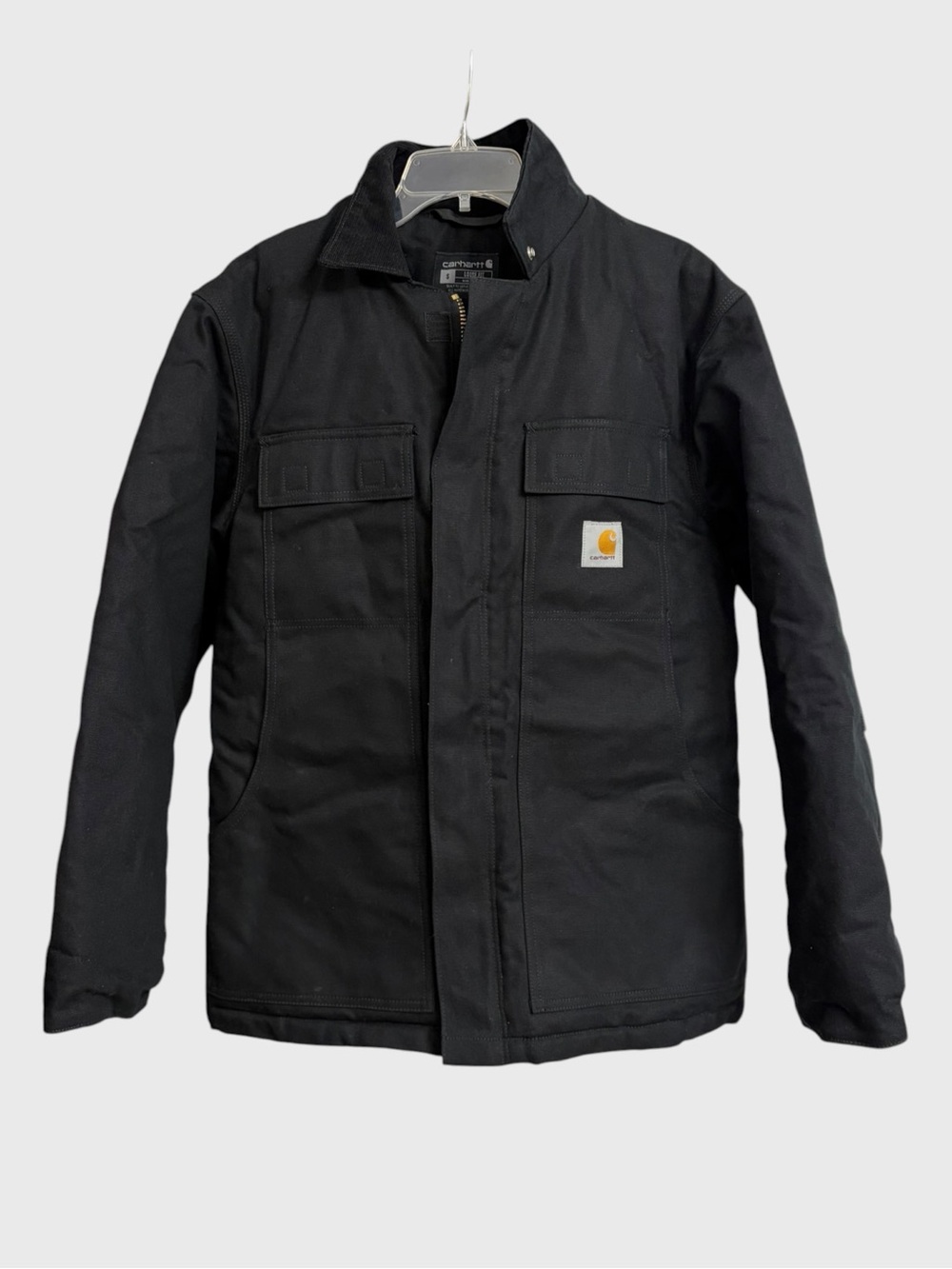 Carhartt Men's Black Insulated Duck Work Coat Size S Loose Fit OC0003-M Warmest